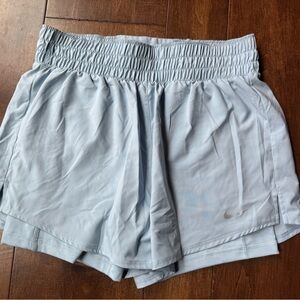 Nike Women's Dri-FIT 2-in-1 Athletic Shorts in Soft Blue, size Small